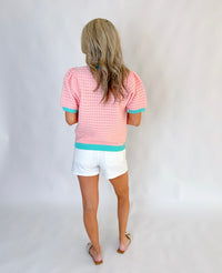Chelsi Contrasting Colors Holey Sweater