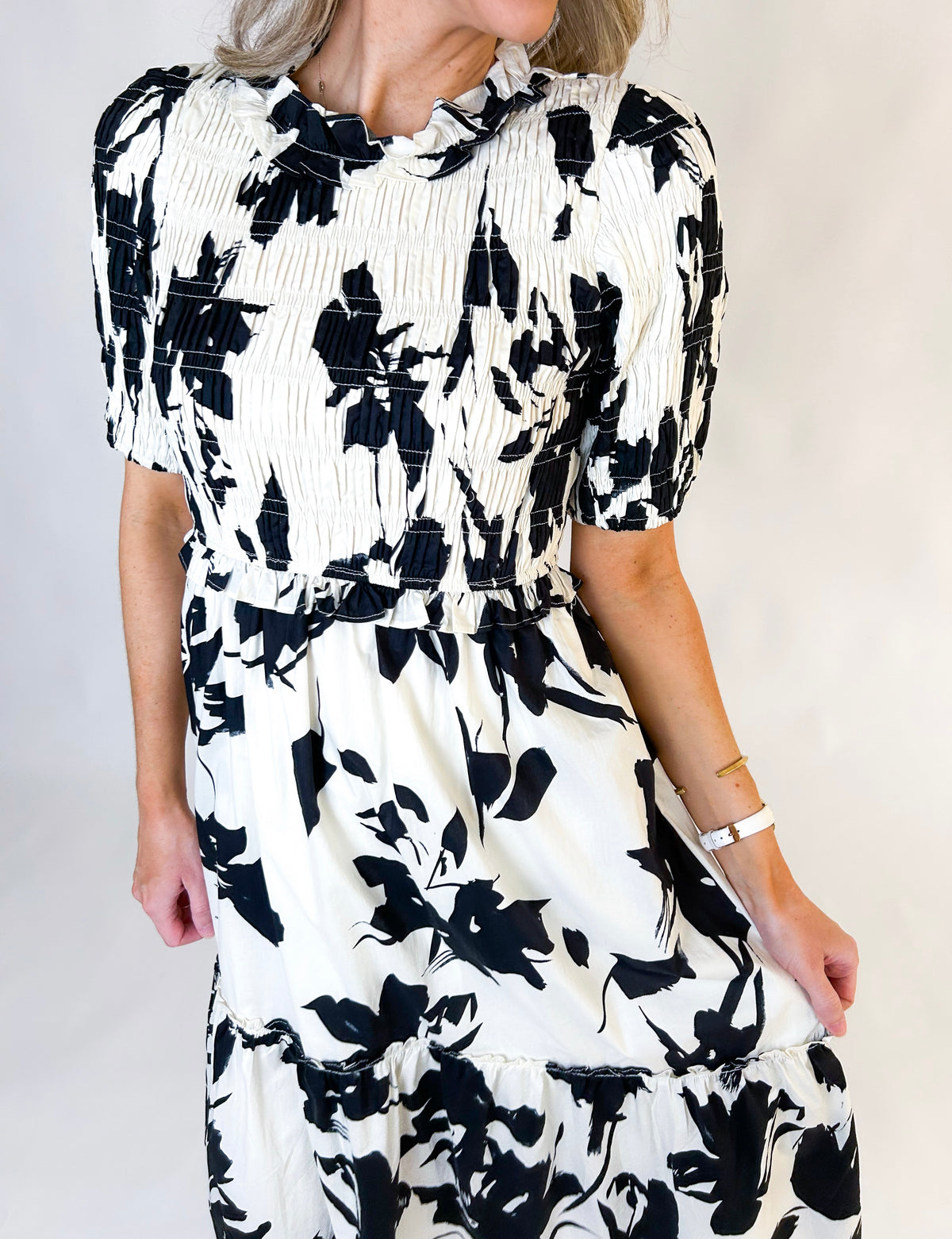 Carmella Smocked Floral Midi Dress