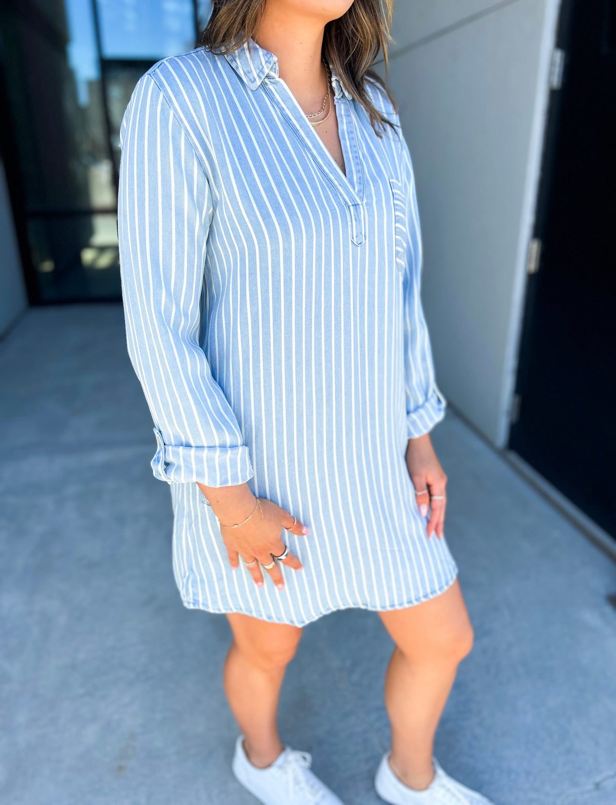 Donnelly Striped Tencel Shirt Dress