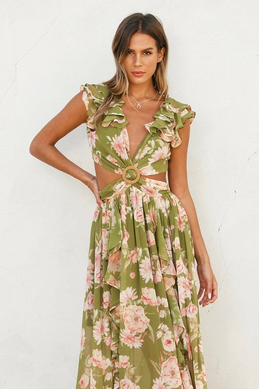 Life in Full Bloom Cut Out Maxi Dress