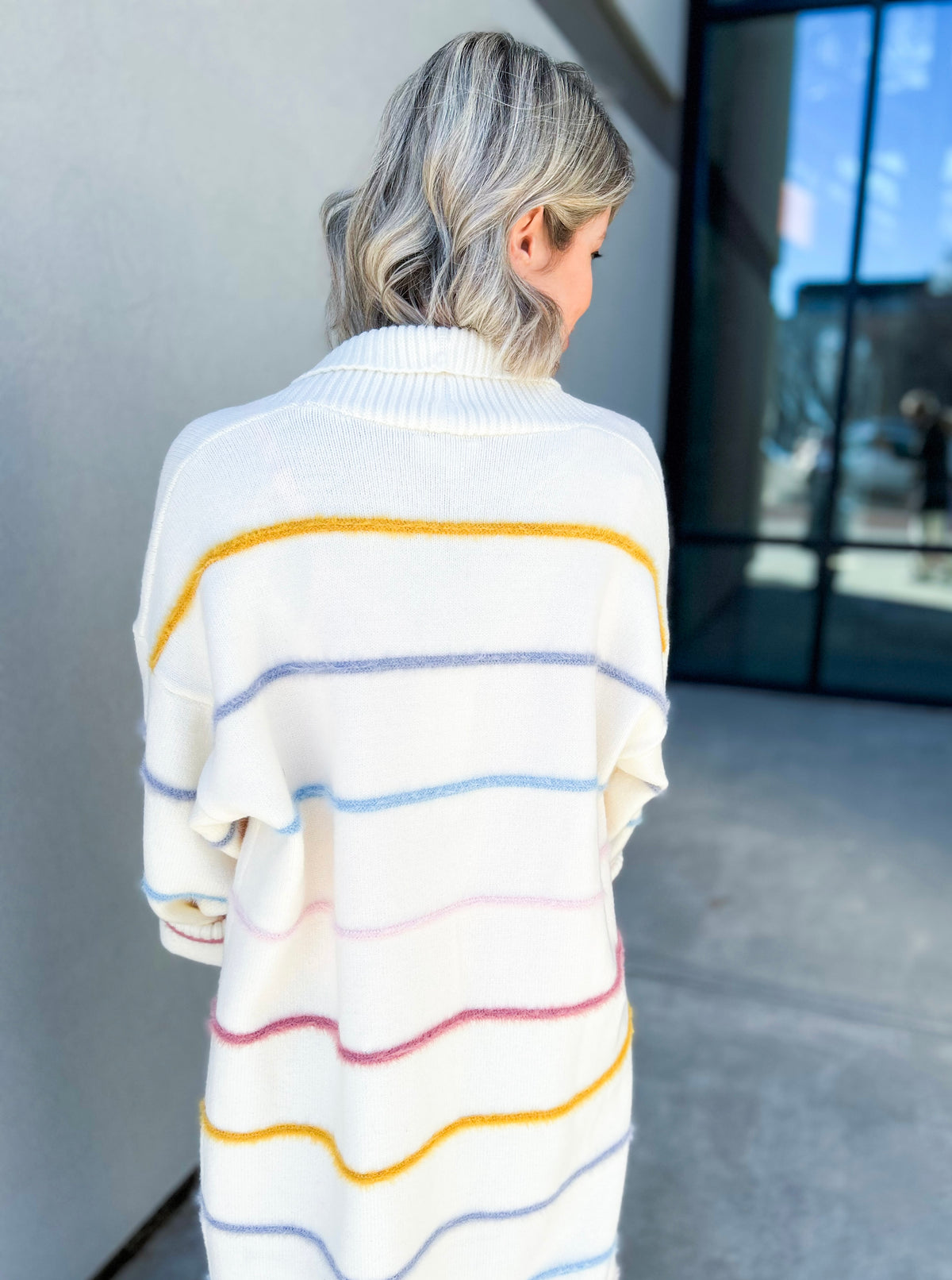 Rainbow Striped Very Oversized Cardigan