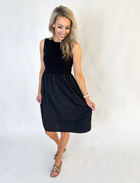 Ellie Contrasting Fabric Midi Dress