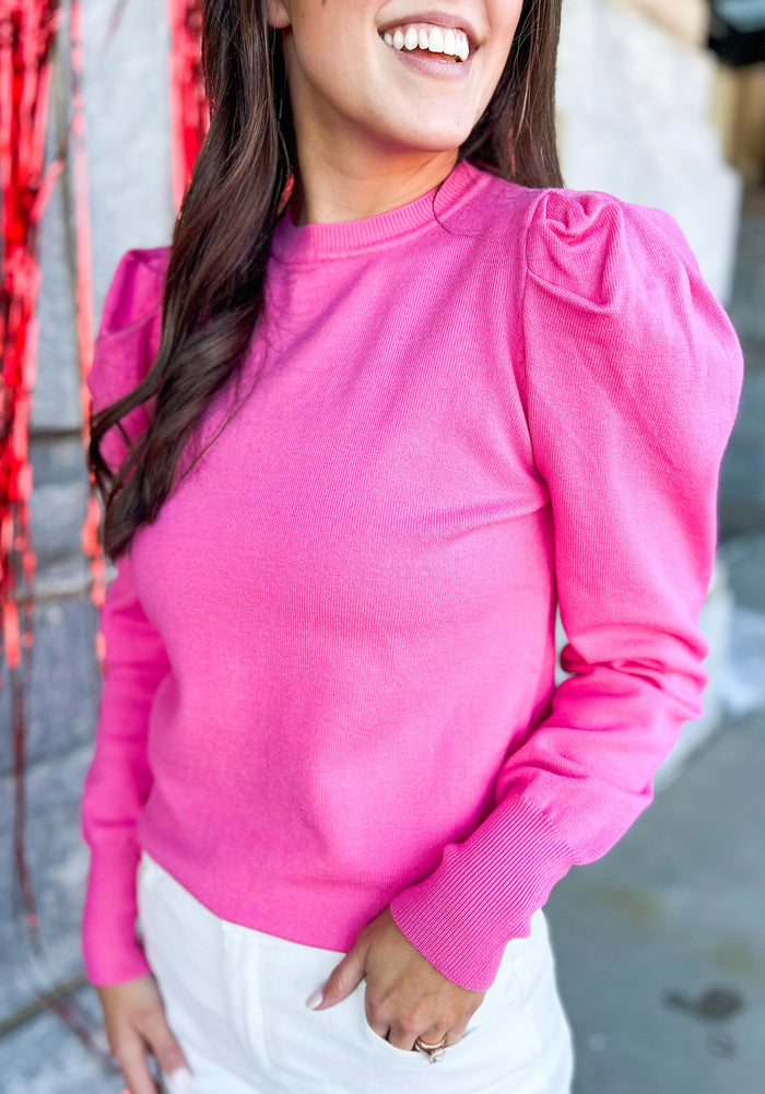 Georgina Balloon Long Sleeve Sweater (Fuchsia)