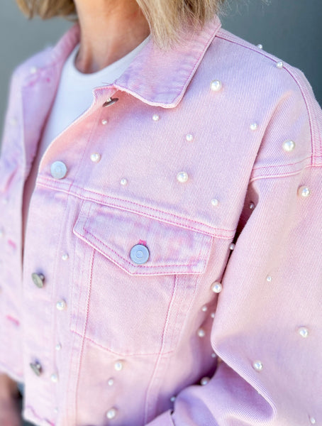 light pink denim jacket ライトピンク デニム ジャケット TUSFTAY Women Cropped Denim Jacket Lightweight Solid Color