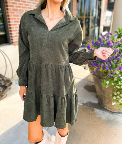 Rio Collared Corduroy Dress