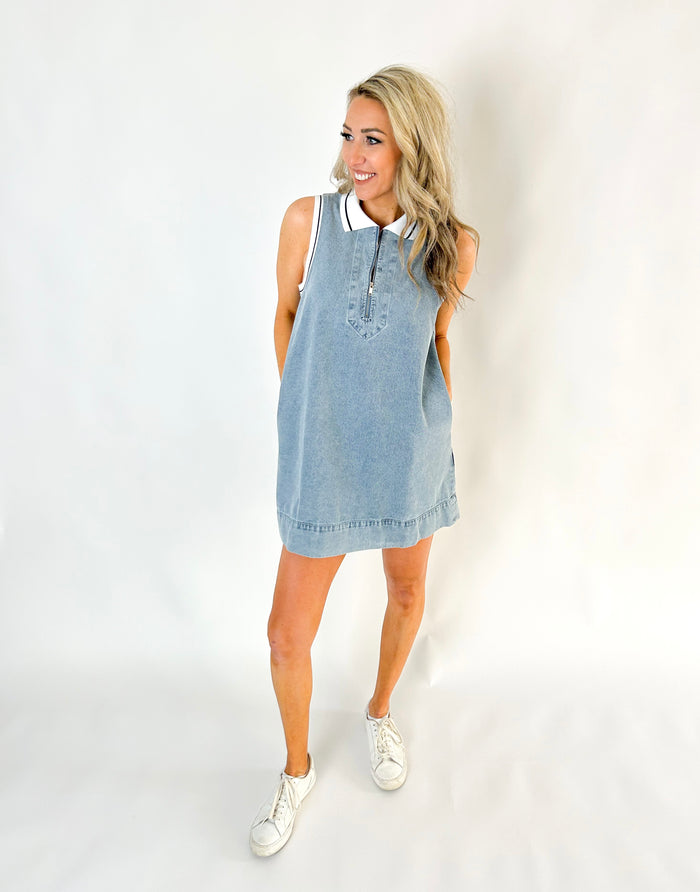 Ashland White Collared Denim Dress