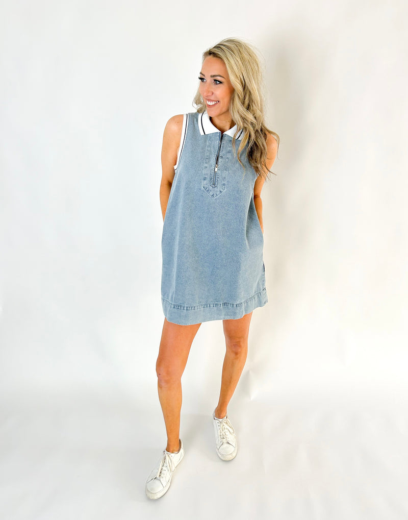 Ashland White Collared Denim Dress