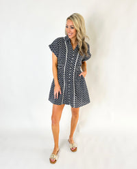 Zoe Embroidered Button Down Shirt Dress