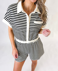 Kennedy Button Down Striped Romper