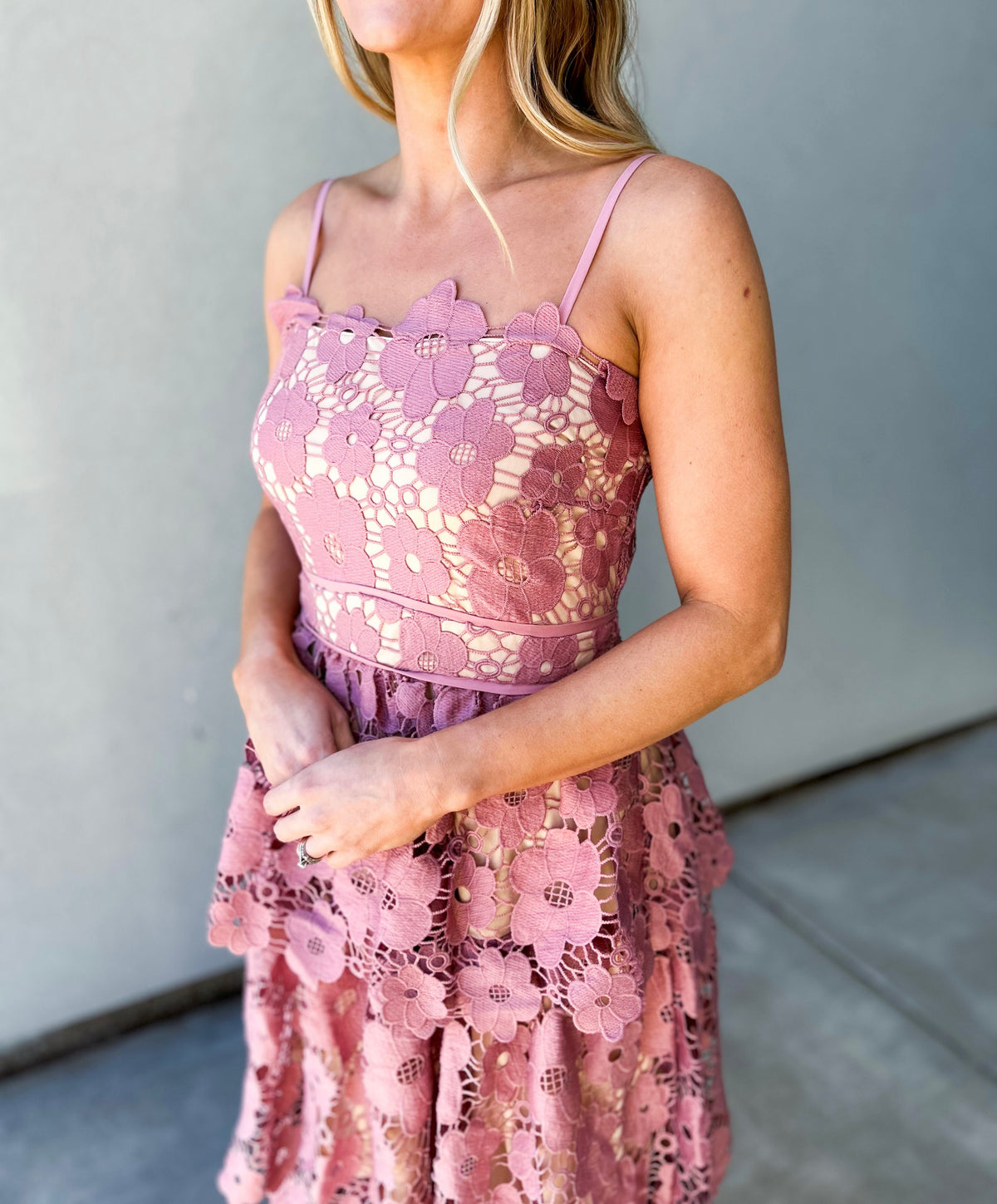 Lindsey Three Layer Flower Lace Dress