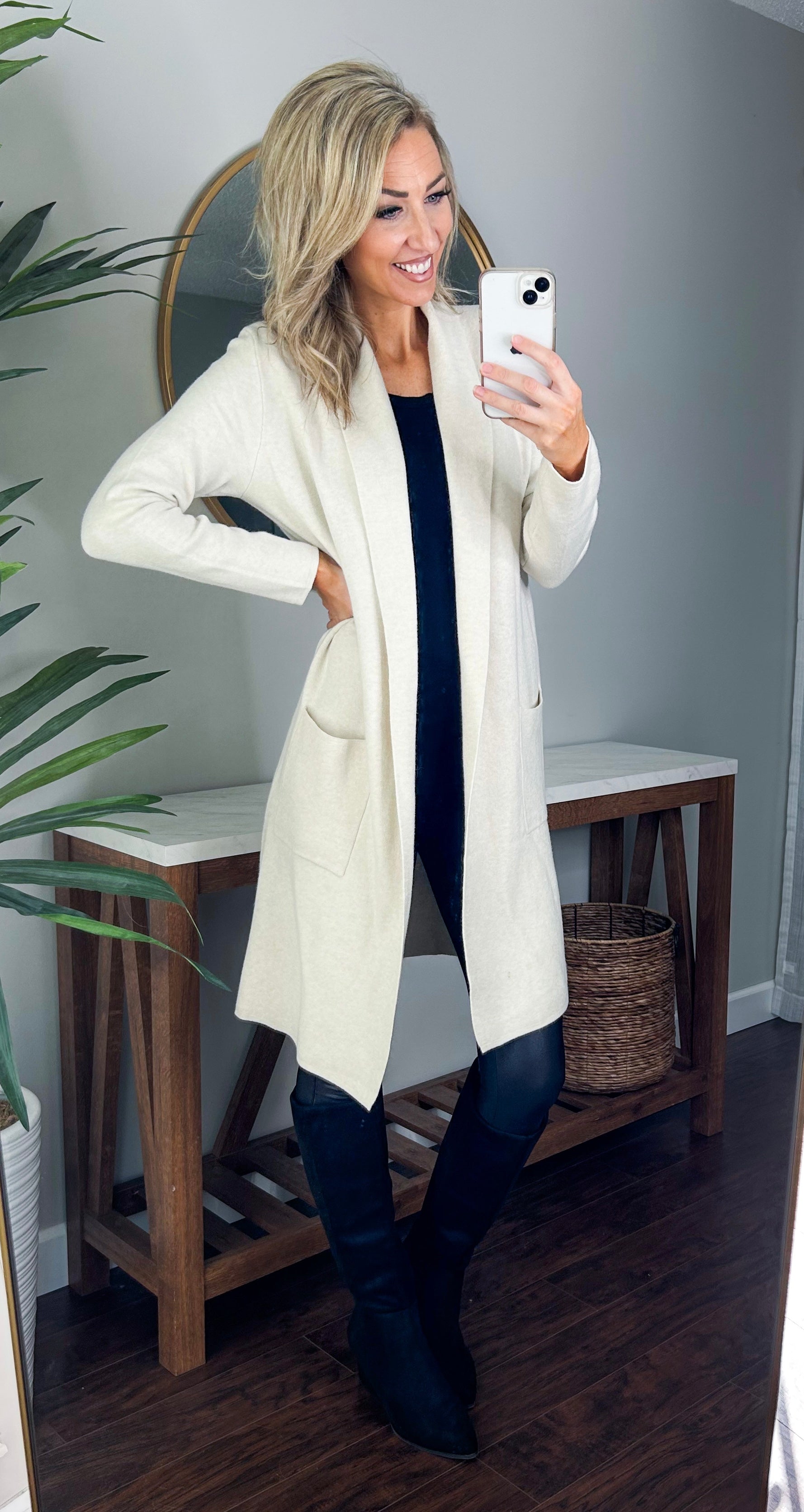 Cream long cardigan on sale sweater