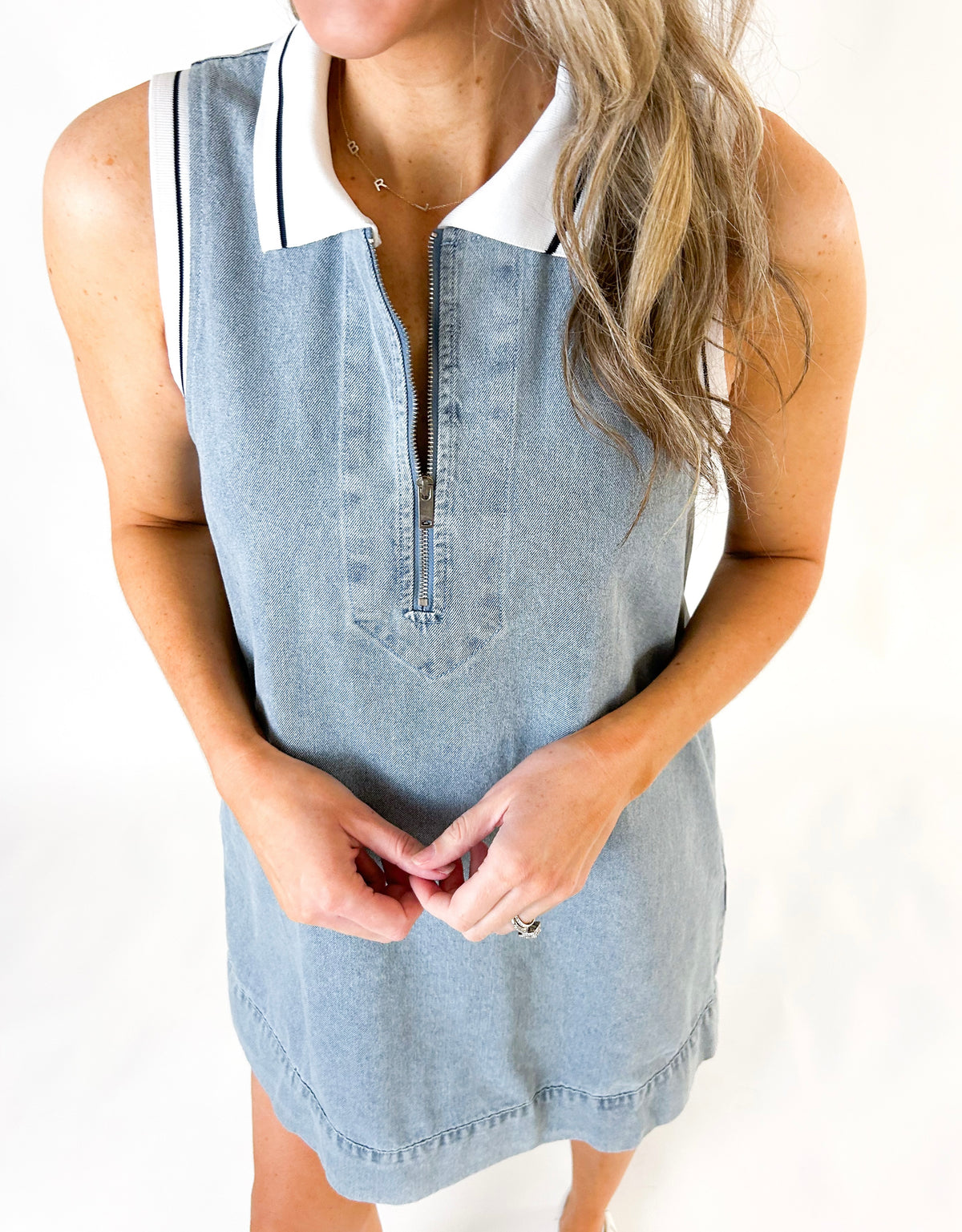 Ashland White Collared Denim Dress