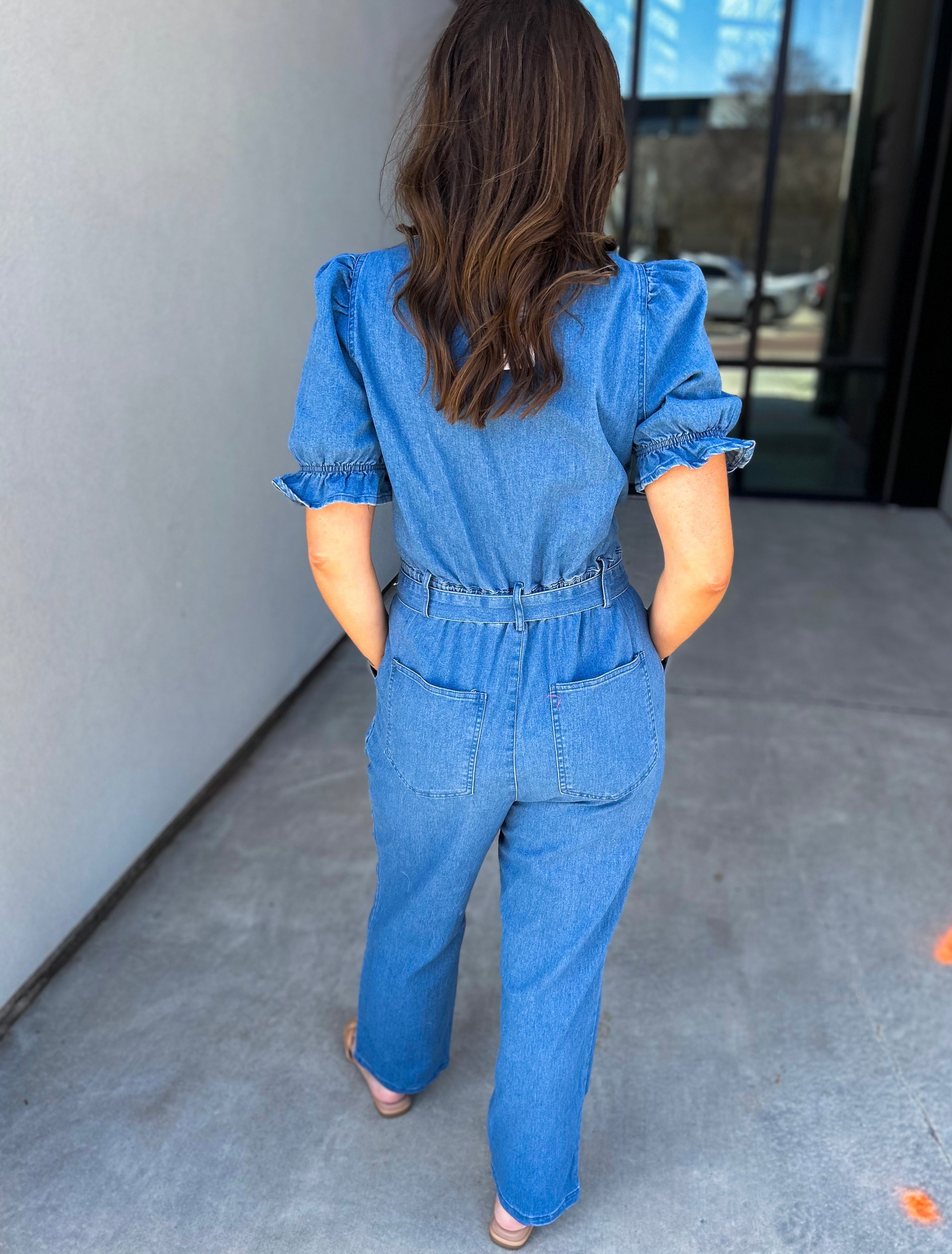 Stretchy fashion denim overalls