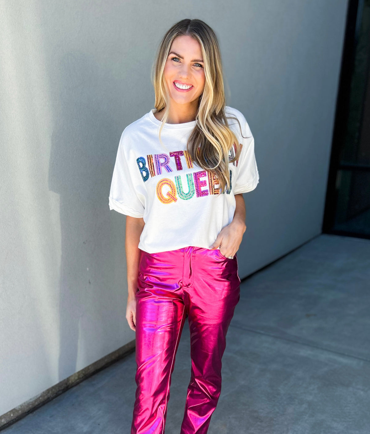 Birthday Queen Sequin Oversized T-Shirt