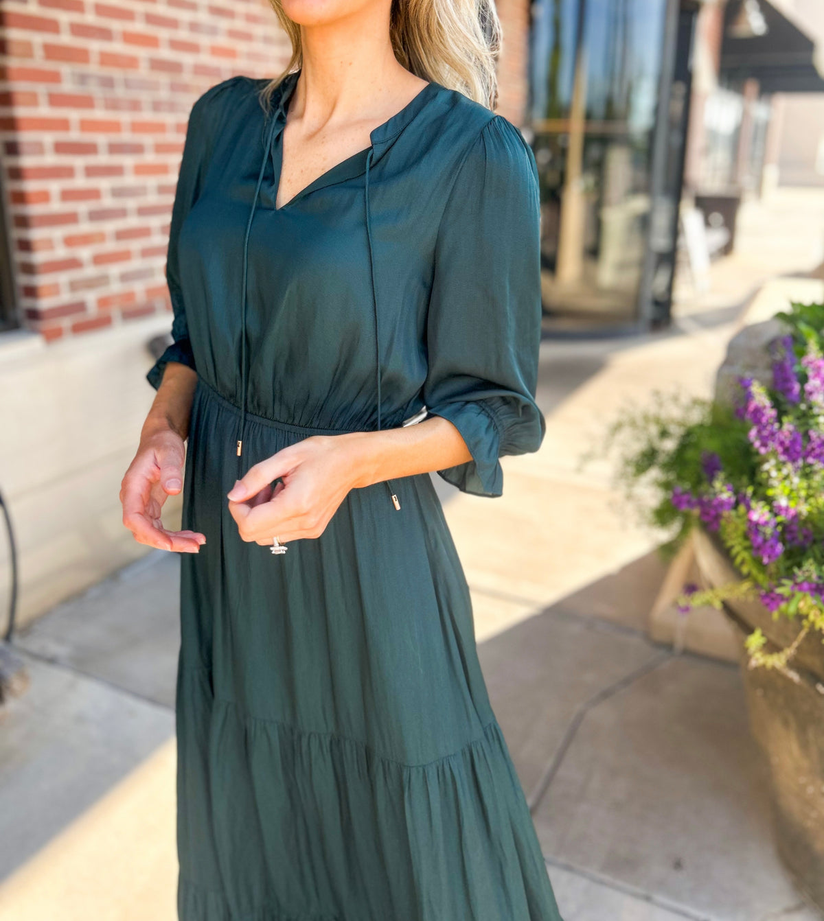 Emelina Satin Maxi Dress (Hunter Green)