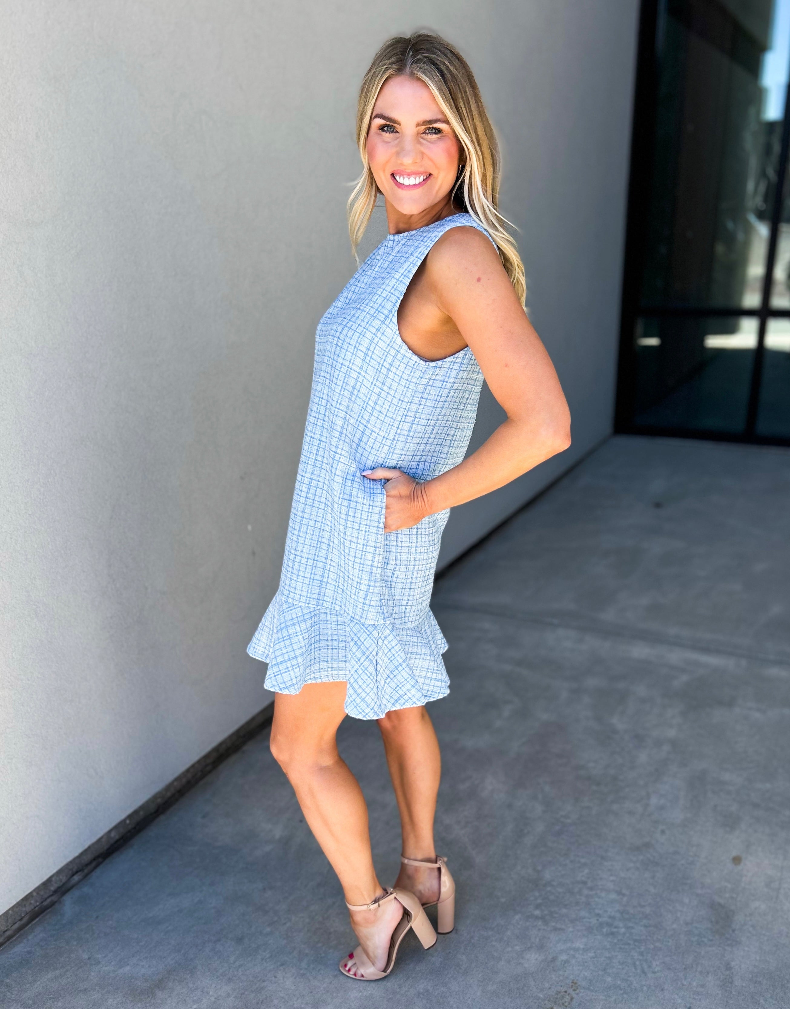 Fairy Tweed Ruffle Shift Dress – Nova Lee Boutique