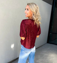 Beloved Puff Sleeve Sequin Top