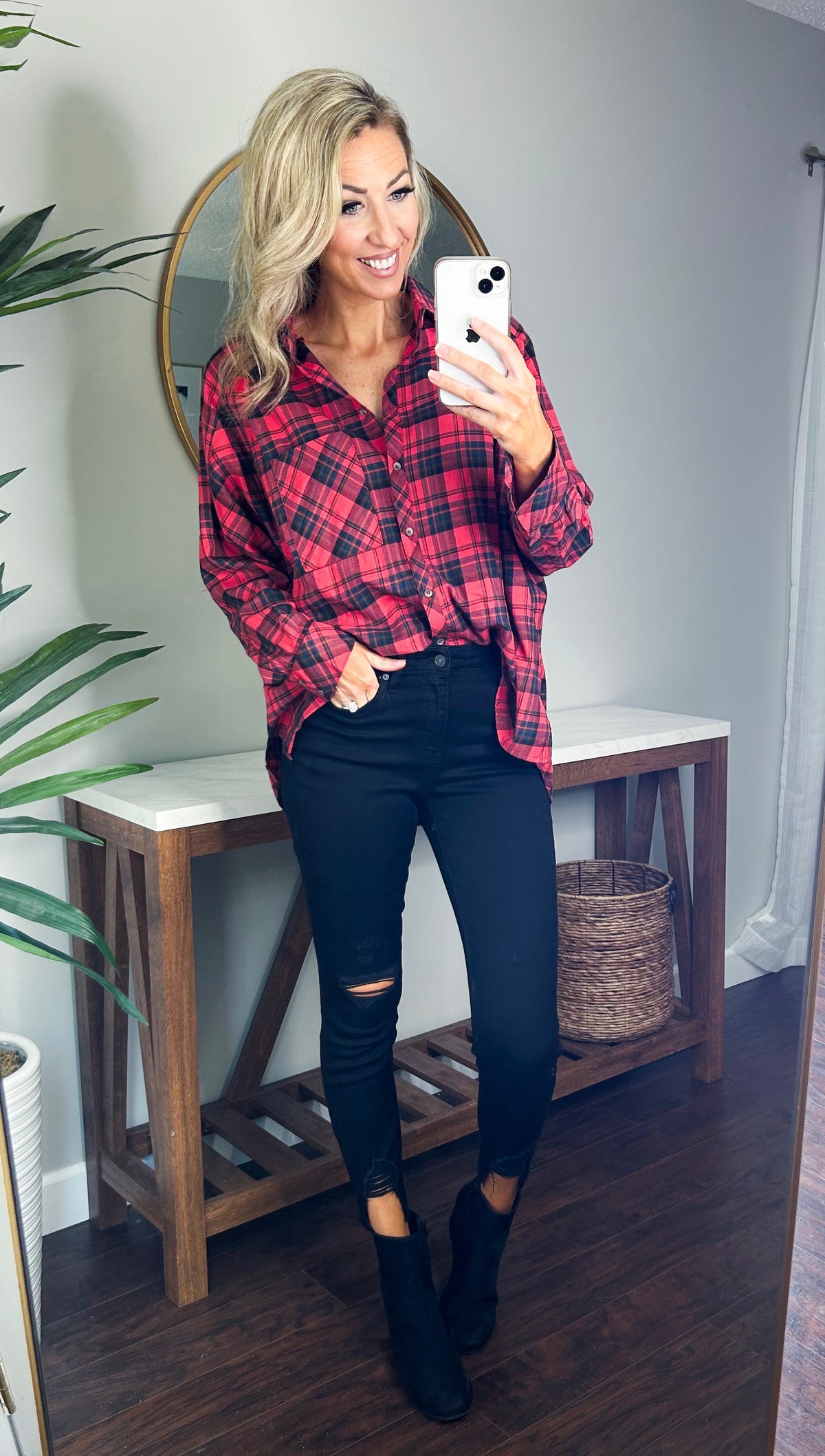 Dani Oversized Plaid Flannel Button Up Shirt