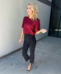 Beloved Puff Sleeve Sequin Top