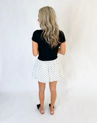 Kaytlin Solid Combo Polka Dot Bubble Hem Mini Dress