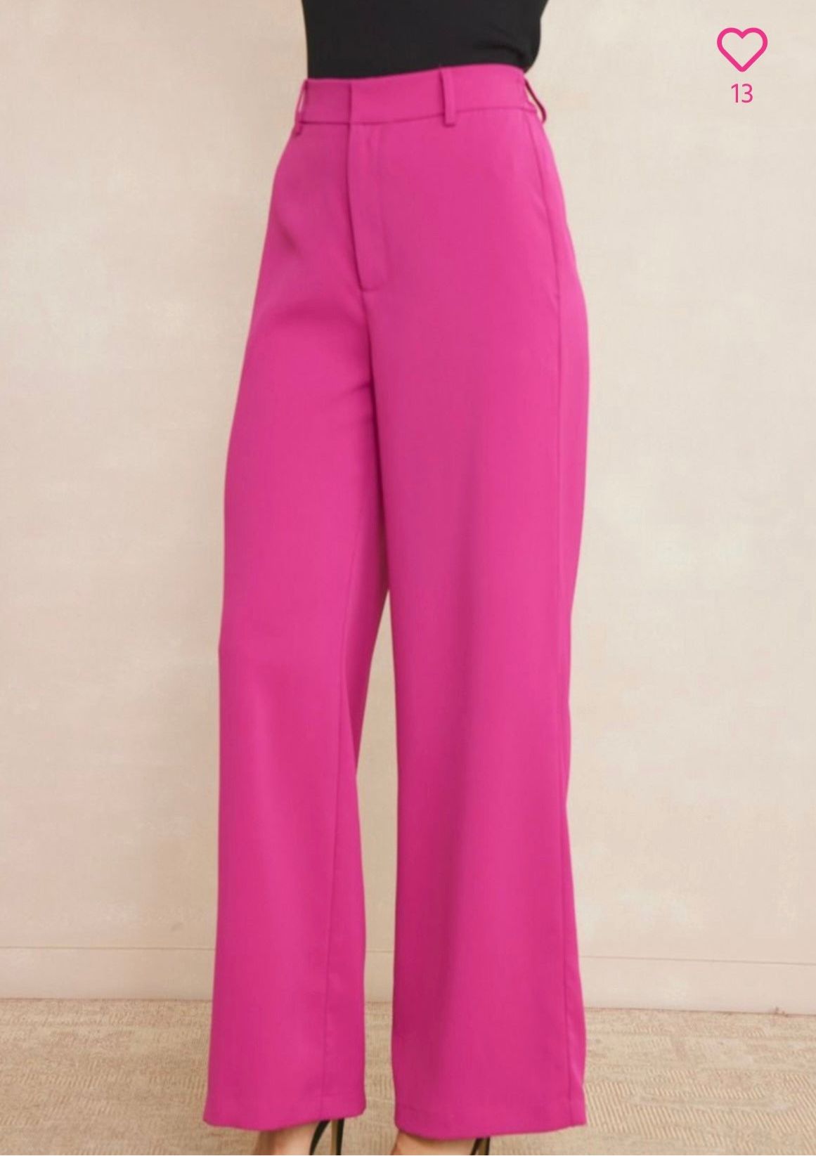 Plum Elastic High Waisted Wide Leg Pants