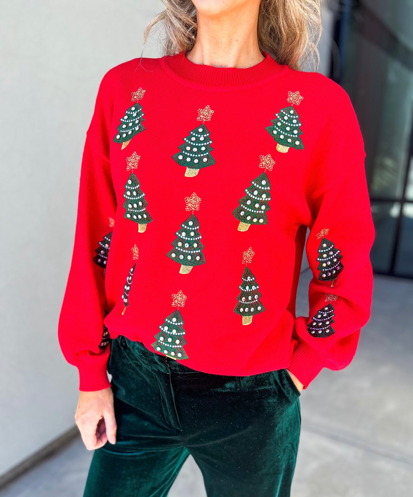 Jewel Christmas Tree Sweater