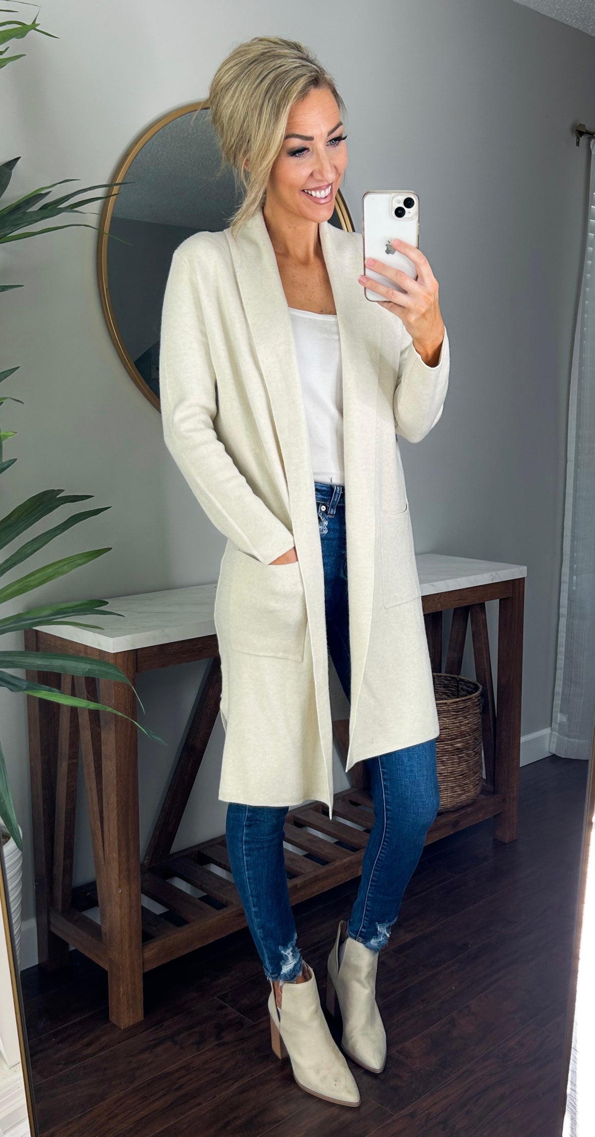 Melissa Knitted Long Sweater Cardigan (Cream)