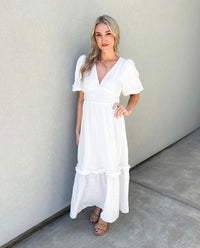 Snow White Crinkle Maxi Dress