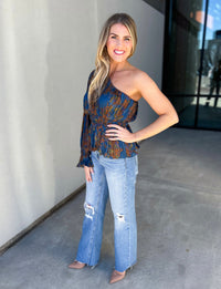 VERVET Jodie 90s Flare Distressed Denim Jeans