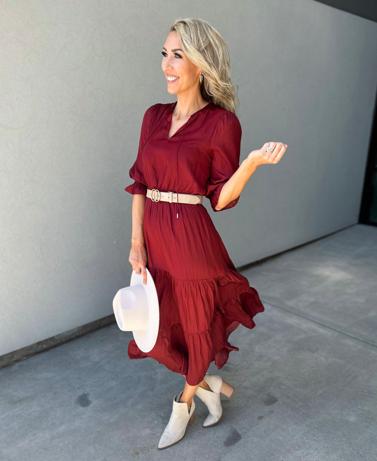 Emelina Satin Maxi Dress (Burgundy)