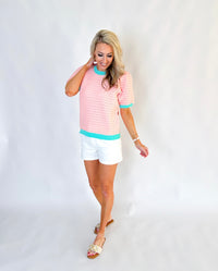 Chelsi Contrasting Colors Holey Sweater