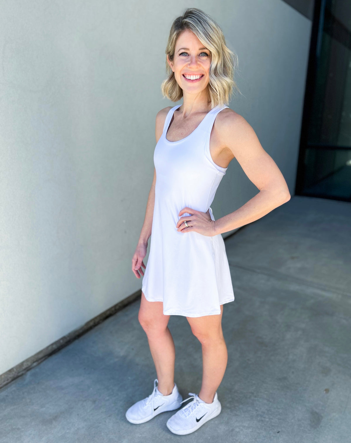 Sadei Tennis Skort Dress (White)