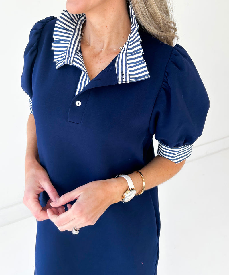Brynlee Striped Collar Mini Dress RESTOCK