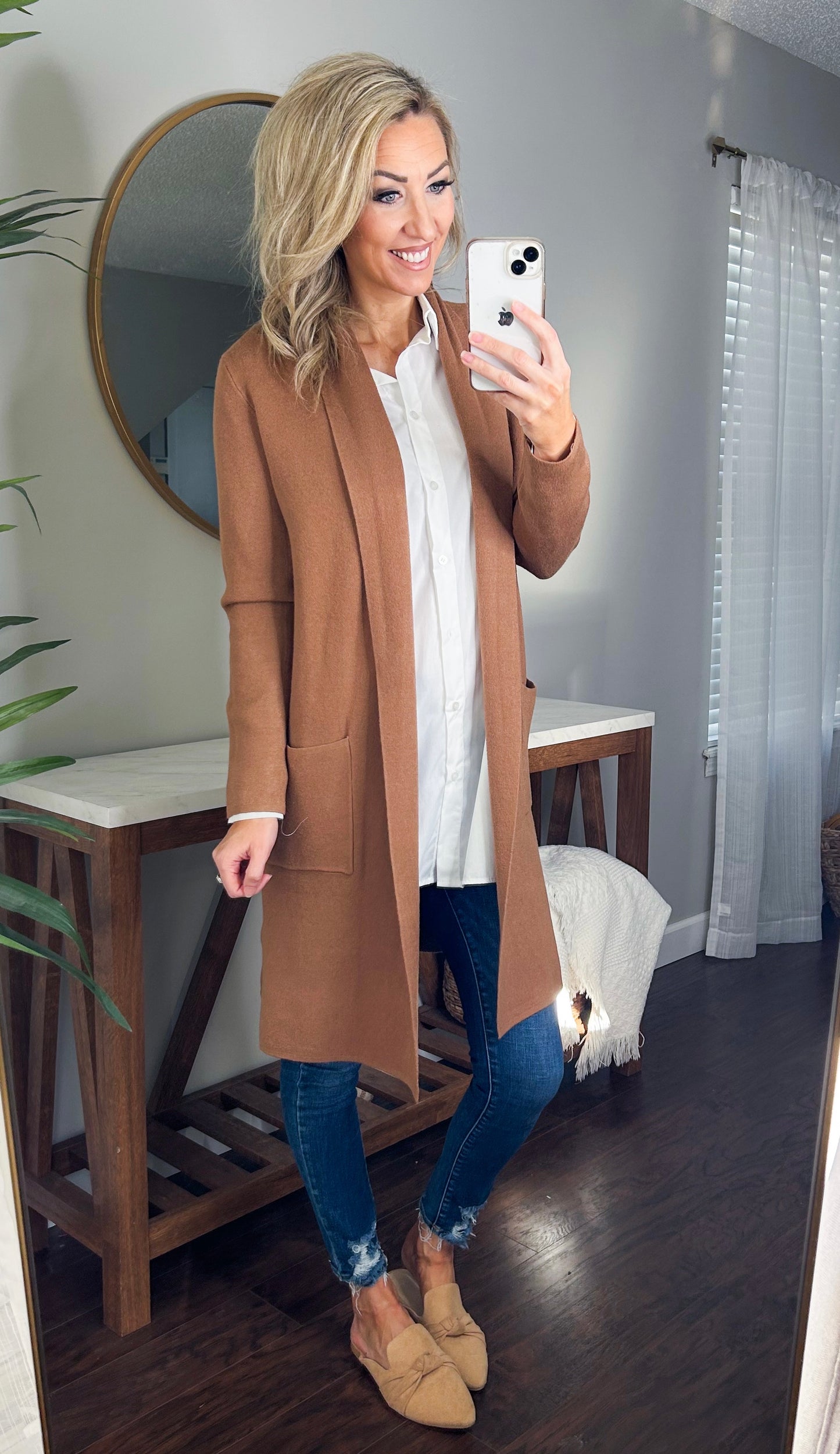 Melissa Knitted Long Sweater Cardigan (Camel)