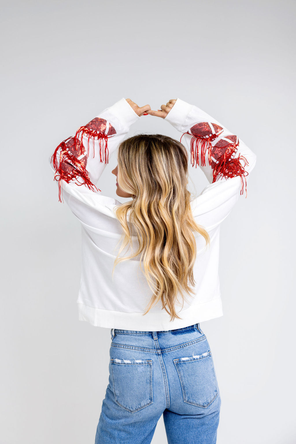 Fringe Sequin Football Game Day Sweatshirt