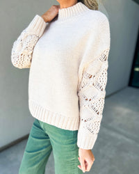 Rayanne Mock Neck Knit Sweater (Ivory)