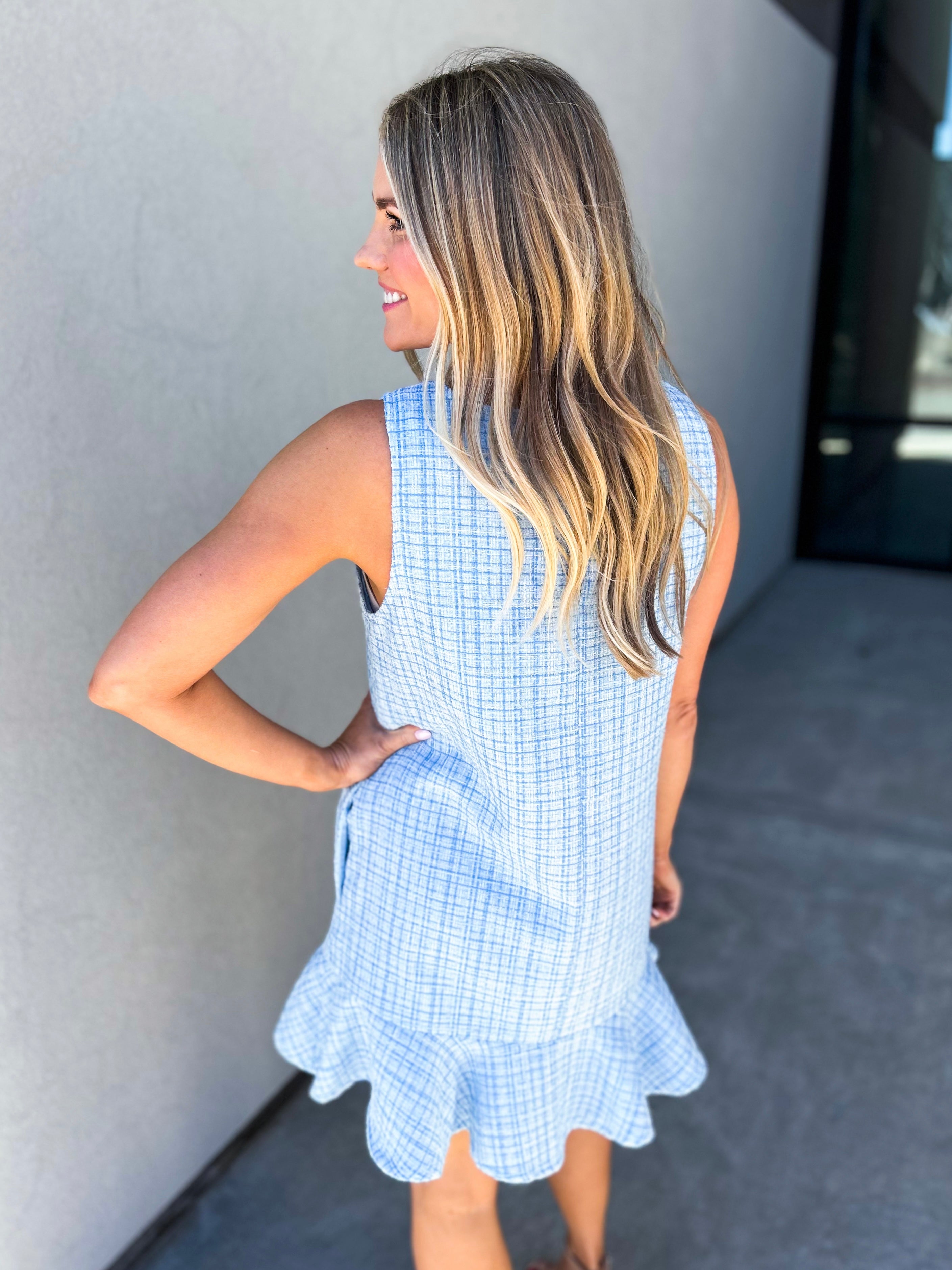 Fairy Tweed Ruffle Shift Dress – Nova Lee Boutique