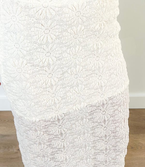 Leah Floral Lace Midi Skirt
