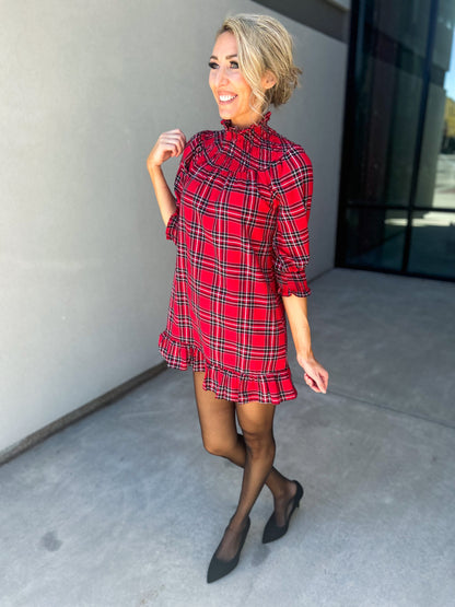 Boswell Tartan Plaid Smocked Yoke Dress