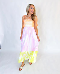 Sherbet Colored Stripe Maxi Dress