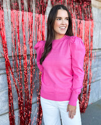 Georgina Balloon Long Sleeve Sweater (Fuchsia)