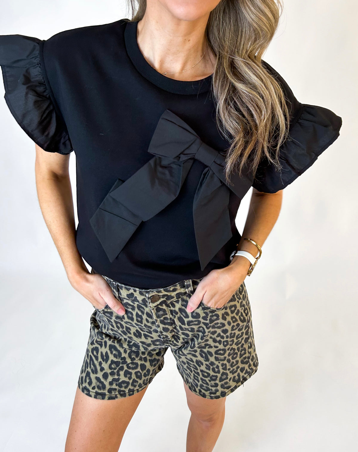 Jinnie Leopard Stretch Jean Shorts