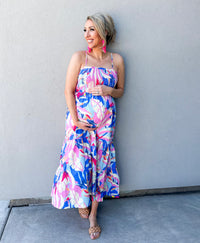 Vacay Abstract Smocked Midi Dress