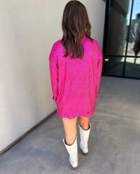 Jacie Sequin Button Down Oversized Shirt & Shorts Set