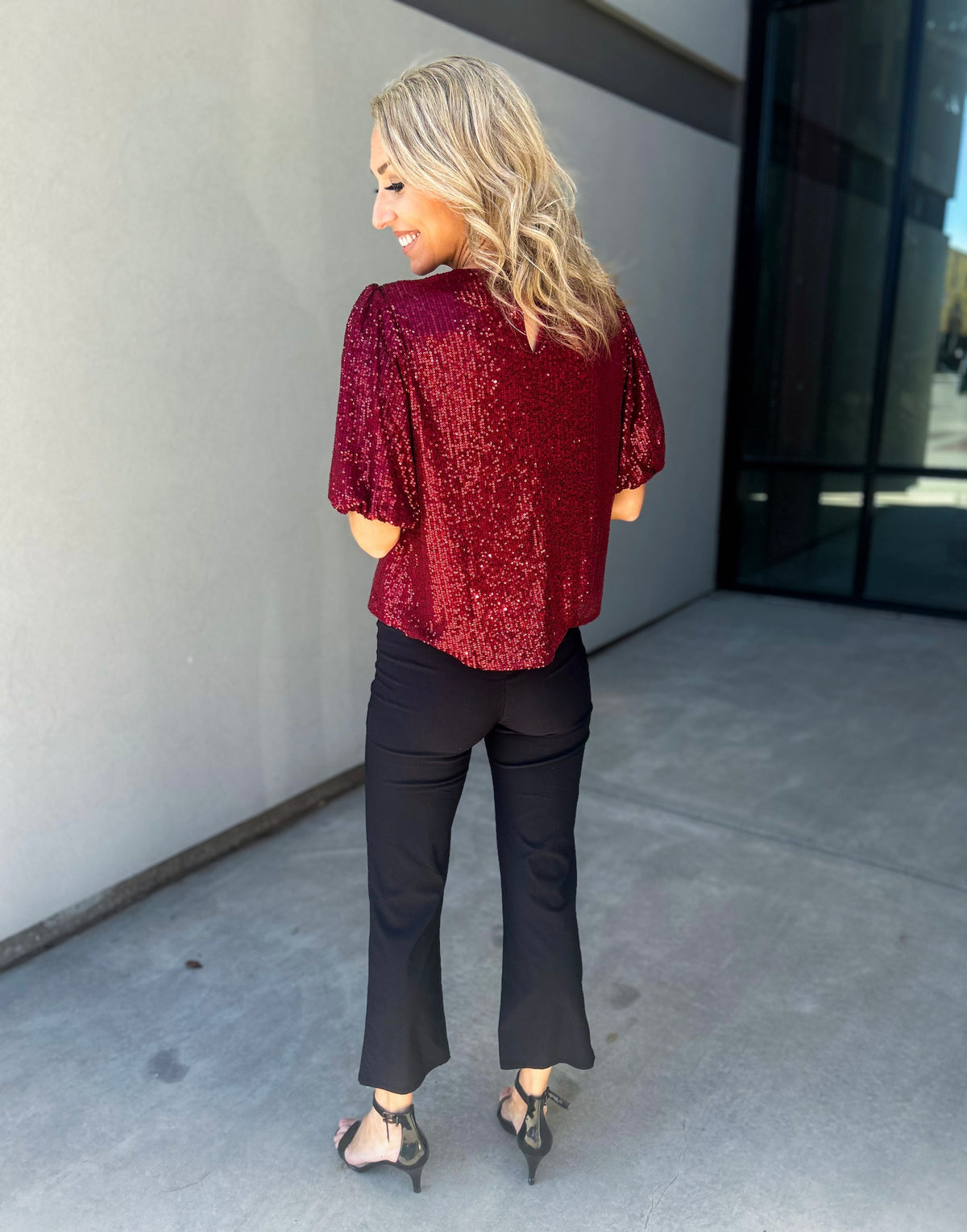 Beloved Puff Sleeve Sequin Top