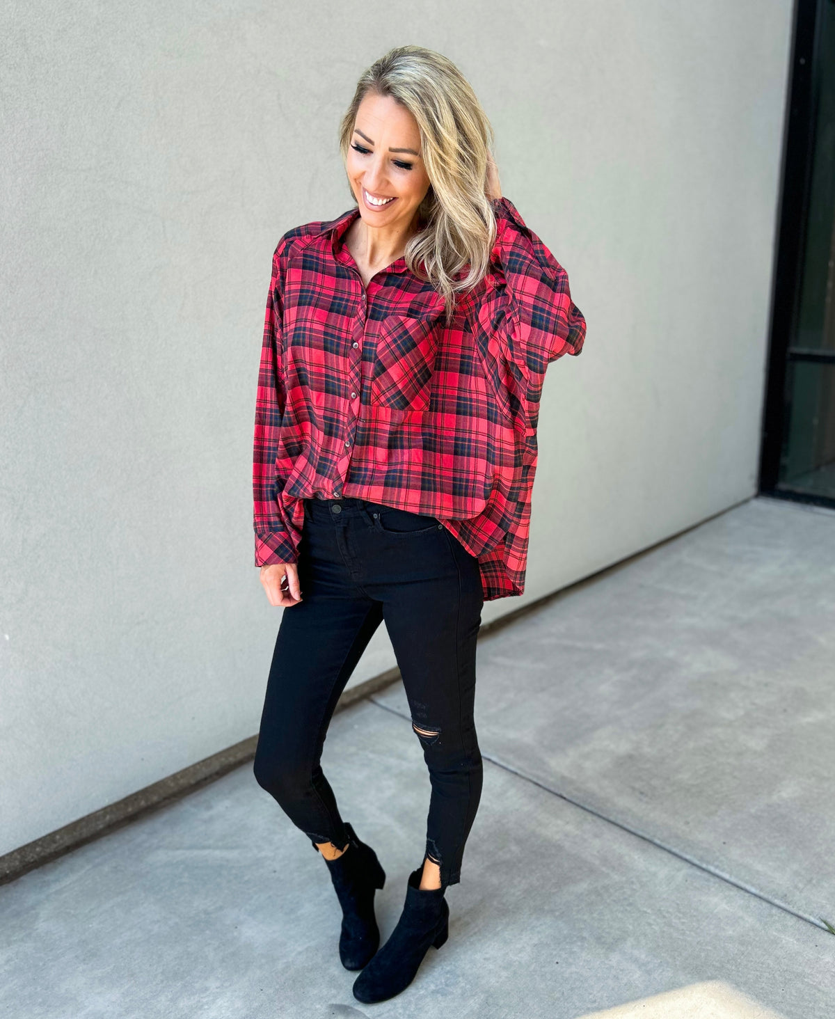 Dani Oversized Plaid Flannel Button Up Shirt