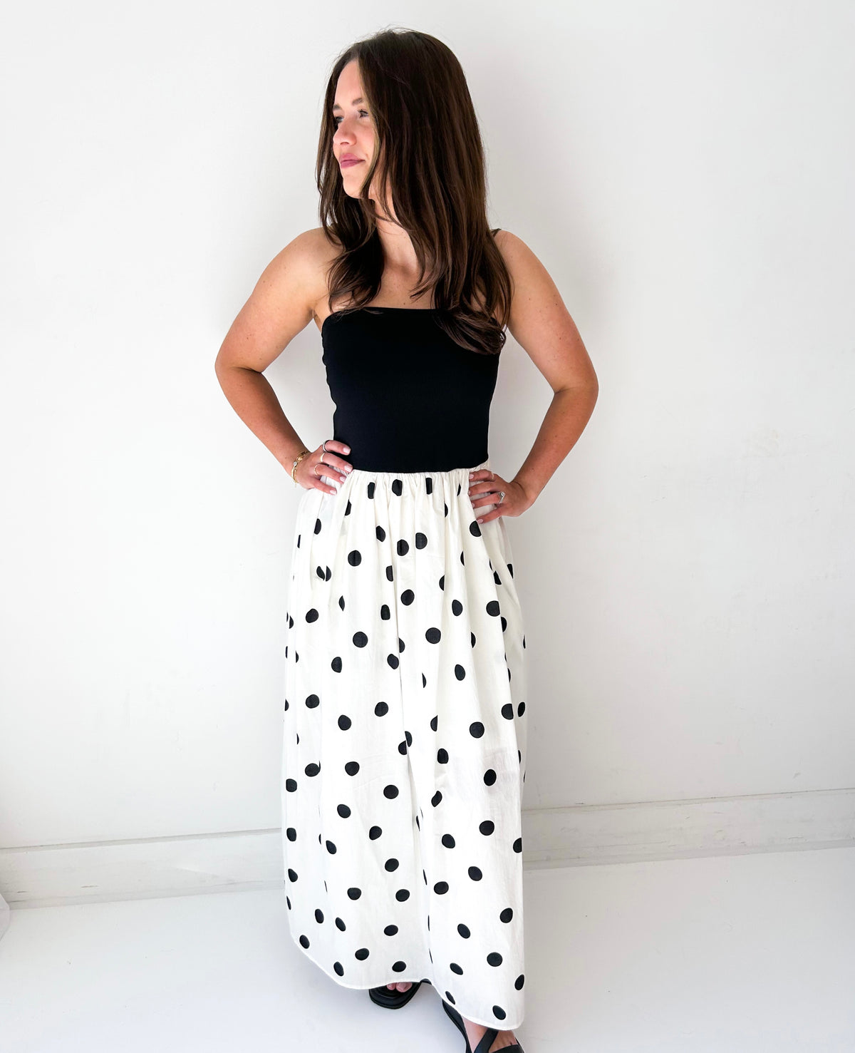 Mariah Strapless Polka Dot Maxi Dress