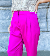 My Moment Satin Elastic Waist Pants (Magenta)