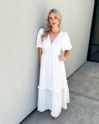 Snow White Crinkle Maxi Dress