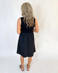 Ellie Contrasting Fabric Midi Dress
